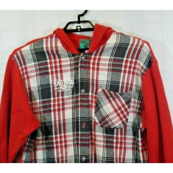 Tag Rag Hoodie Shirt Jacket Vintage Red Plaid Rare Made In USA Mens Size M - Picture 3 of 7